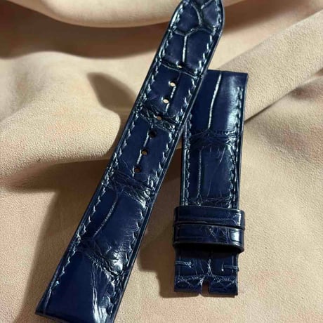 cro-1987  クロコダイル  腕時計 ベルト ネイビー  (ラグ幅21 mm - バックル幅 18 mm)
