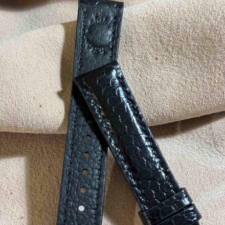 sna-154 シースネイク（ウミヘビ）腕時計ベルト ブラック (ラグ幅18mm - バックル幅16 mm)