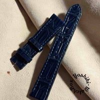 cro-2115  クロコダイル  腕時計ベルト ネイビー　(ラグ幅20 mm - バックル幅18 mm)