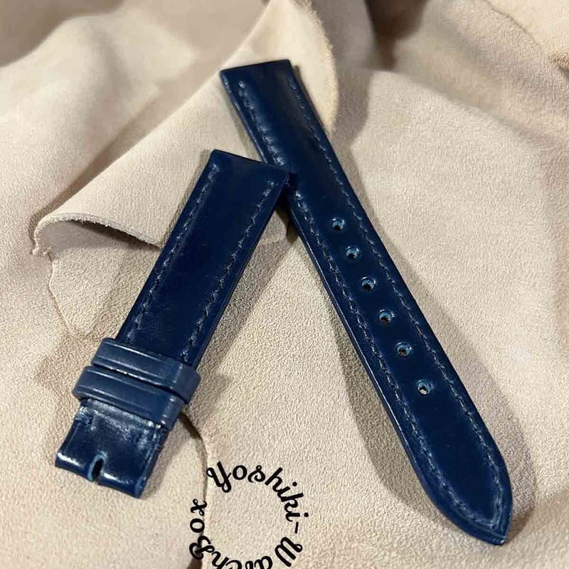 cod-243 コードバン レザー 腕時計ベルト ブルー (ラグ幅18 mm