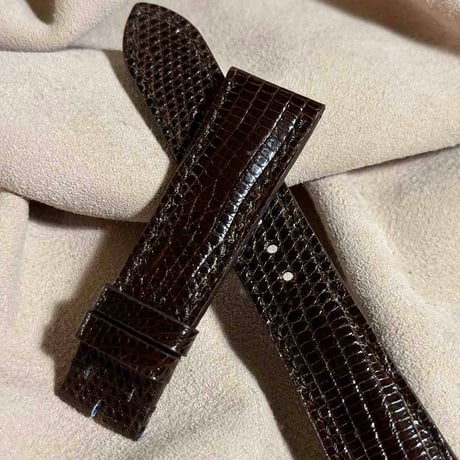 liz-277  リザード レザー 腕時計 ベルト ダークブラウン (ラグ幅21 mm - バックル幅18 mm)