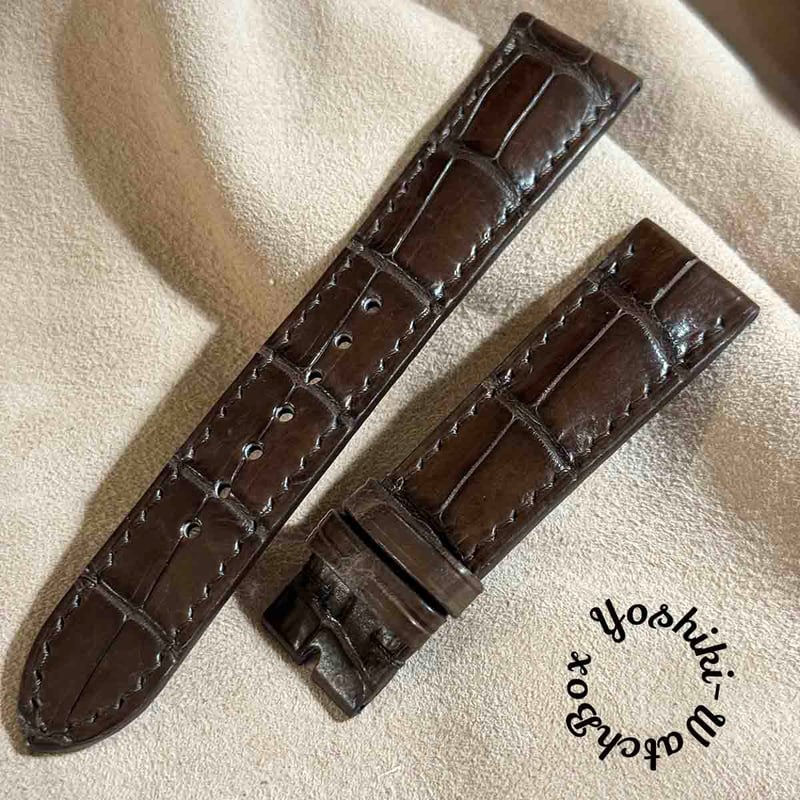 cro-1893 クロコダイル 腕時計ベルト インクブラック ラグ幅22mm 時計