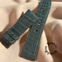 cro-2098  クロコダイル  腕時計ベルト グレー　(ラグ幅26 mm - バックル幅22 mm)