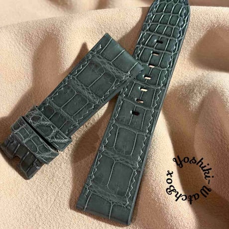 cro-2098 クロコダイル 腕時計ベルト グレー (ラグ幅26 mm - バックル