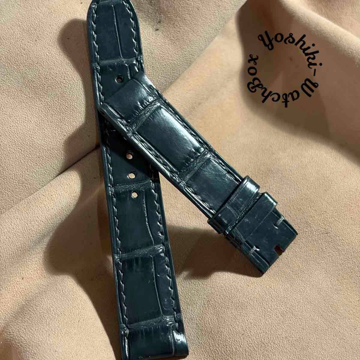 cro-2009 クロコダイル 腕時計ベルト ブルーグレー (ラグ幅20 mm