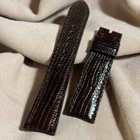 liz-277  リザード レザー 腕時計 ベルト ダークブラウン (ラグ幅21 mm - バックル幅18 mm)