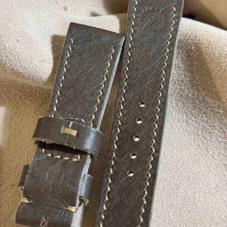 hor-236 HORWEEN バイソングレー 腕時計ベルト (ラグ21mm - バックル幅18mm)