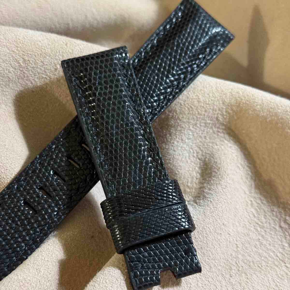 liz-343 リザード レザー 腕時計 ベルト ブラック (ラグ幅22 mm