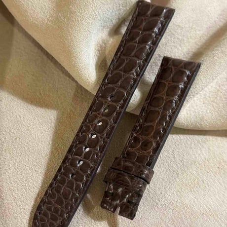 cro-1915  クロコダイル   腕時計 ベルト ブラウン  (ラグ幅18 mm - バックル幅16 mm)