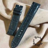 cro-1821 クロコダイル レザー 腕時計 ベルト ブルーグレー (ラグ幅21