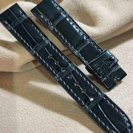 cro-1880  クロコダイル  腕時計 ベルト ダークグレー  (ラグ幅18 mm - バックル幅16 mm)