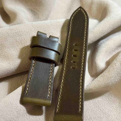 hor-230 HORWEEN クロムエクセルレザー オリーブ 腕時計ベルト (ラグ24mm - バックル幅22mm)