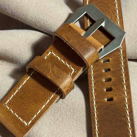 hor-268 サンプル品 HORWEEN ダービー / ナチュラル GPFバックル付属 腕時計ベルト (ラグ26mm - バックル幅26mm)