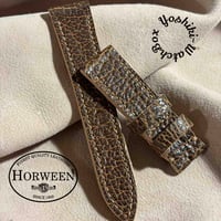 hor-259 HORWEEN バイソンレザー / ブラウン 腕時計ベルト (ラグ22mm - バックル幅20mm)