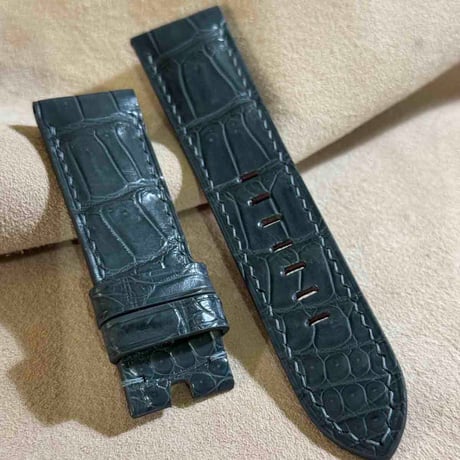 cro-1903  クロコダイル  腕時計 ベルト ダークグレー  (ラグ幅24 mm - バックル幅22 mm)