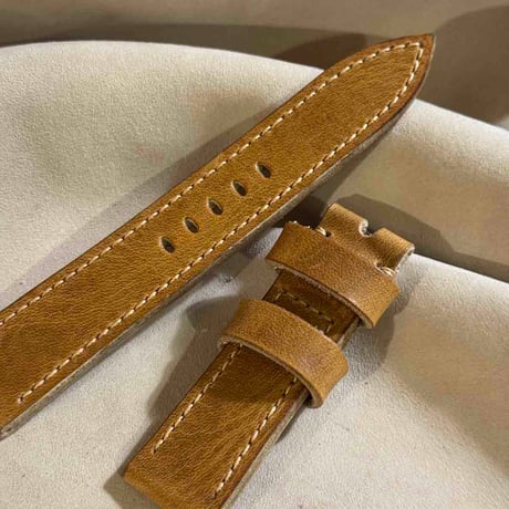 hor-225 HORWEEN ダービー ナチュラル 腕時計ベルト (ラグ22mm - バックル幅20mm)