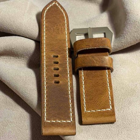 hor-268 サンプル品 HORWEEN ダービー / ナチュラル GPFバックル付属 腕時計ベルト (ラグ26mm - バックル幅26mm)