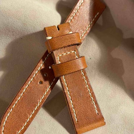 hor-246 HORWEEN ダービー / イングリッシュタン 腕時計ベルト (ラグ21mm - バックル幅18mm)