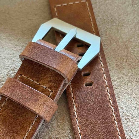 hor-265  HORWEEN ダービー / ナチュラル GPFバックル付属 腕時計ベルト (ラグ26mm - バックル幅26mm)