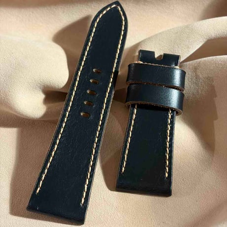 hor-241 HORWEEN クロムエクセルレザー ブラック 腕時計ベルト (ラグ26mm - バックル幅22mm)