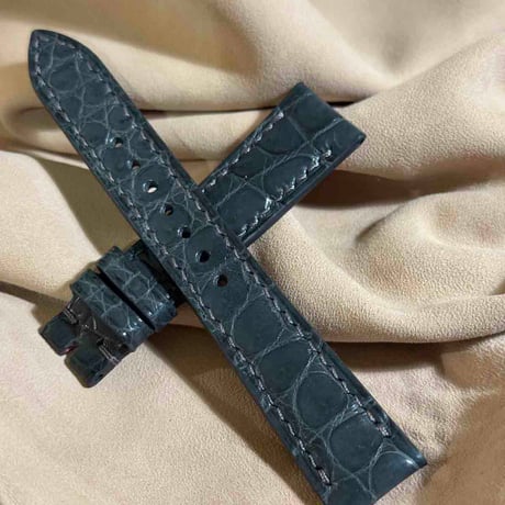 cro-1872  クロコダイル  腕時計 ベルト ダークグレー  (ラグ幅19 mm - バックル幅16 mm)
