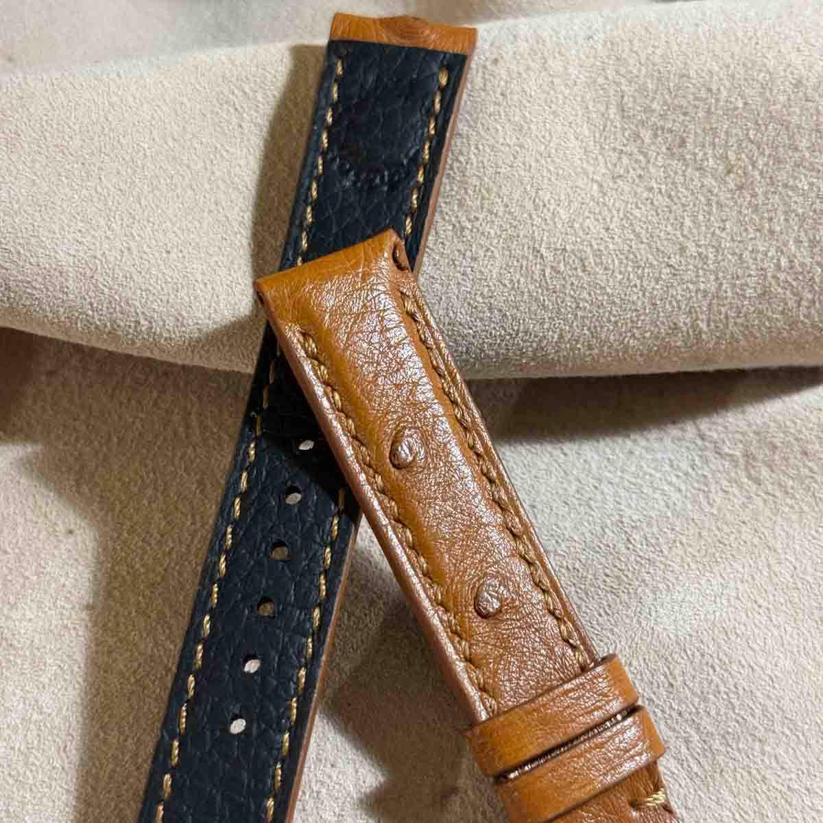 ost-399 オーストリッチレザー 腕時計ベルト ブラウン (ラグ幅18mm