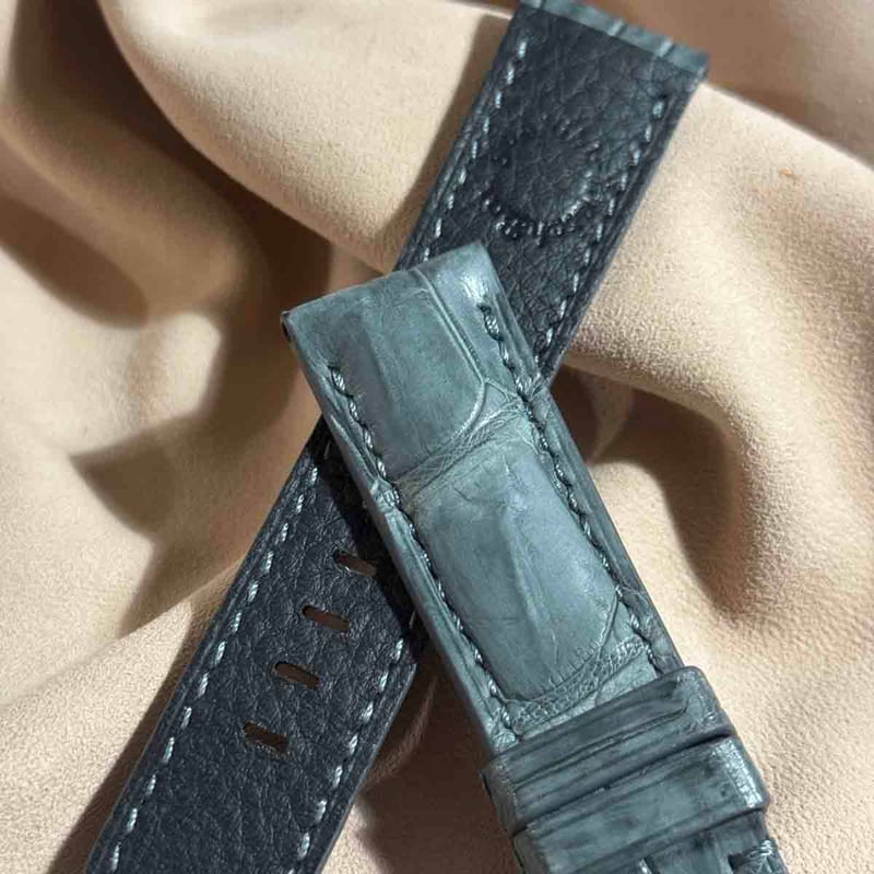 cro-1697 クロコダイル 腕時計ベルト ヌバックグレー ラグ幅22mm