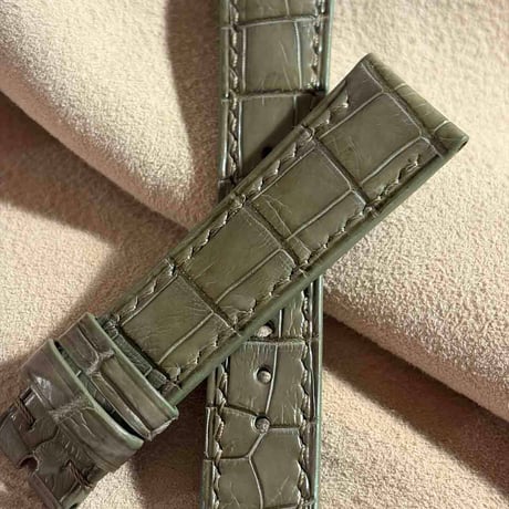 cro-1970  クロコダイル   腕時計 ベルト オリーブ  (ラグ幅19 mm - バックル幅 16 mm)