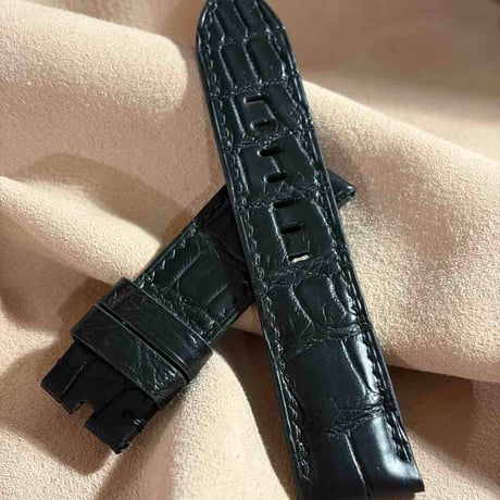 cro-1995  クロコダイル  腕時計 ベルト ブラック (ラグ幅24 mm - バックル幅22 mm)