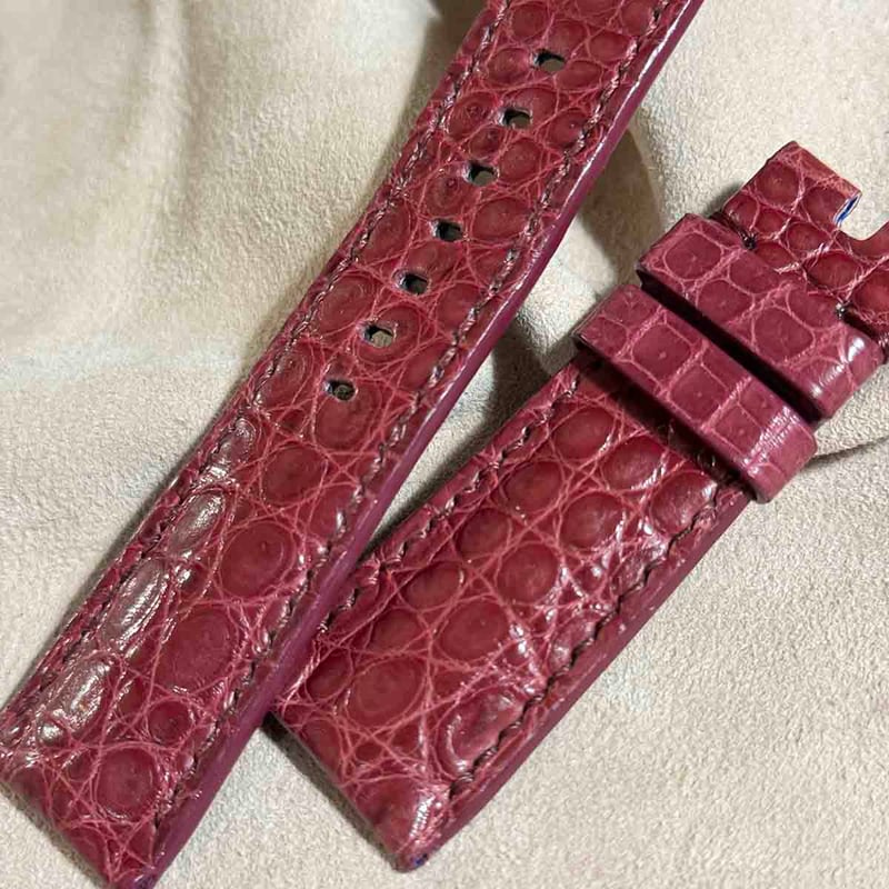 cro-1550 クロコダイル レザー 腕時計 ベルト レッドプルーン (ラグ幅
