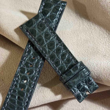 cro-1876  クロコダイル  腕時計 ベルト ダークグレー  (ラグ幅21 mm - バックル幅18 mm)