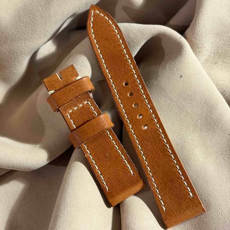 hor-246 HORWEEN ダービー / イングリッシュタン 腕時計ベルト (ラグ21mm - バックル幅18mm)