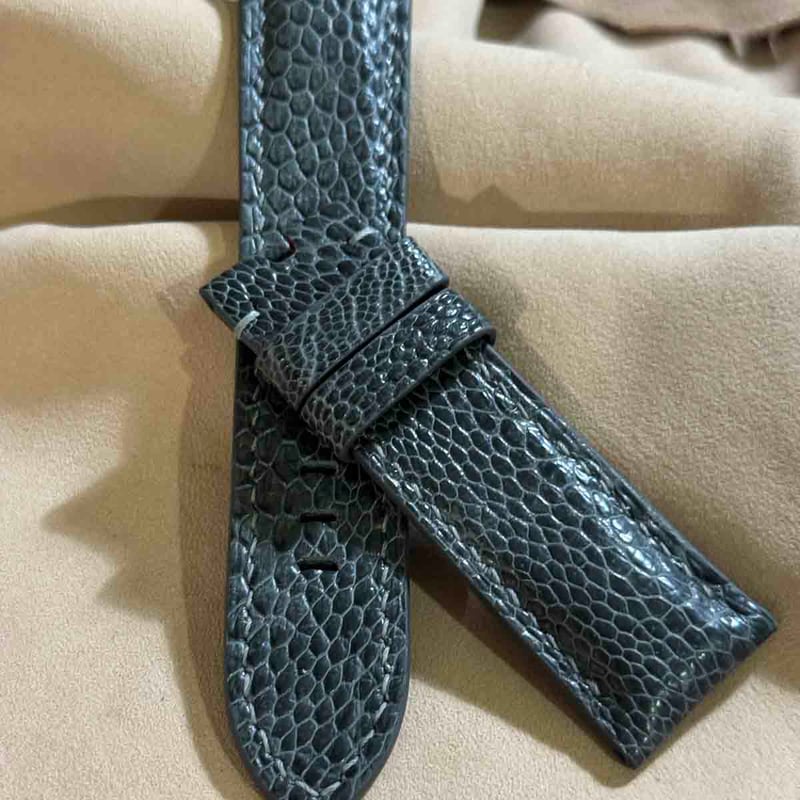 ost-422 オーストリッチレザー 腕時計ベルト グレー (ラグ幅24mm