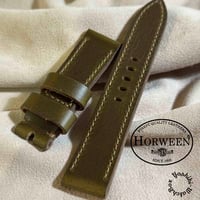 hor-231 HORWEEN クロムエクセルレザー オリーブ 腕時計ベルト (ラグ22mm - バックル幅20mm)