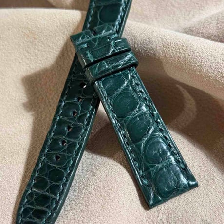 cro-1840  クロコダイル  レザー 腕時計 ベルト グリーン  (ラグ幅20 mm - バックル幅18 mm)