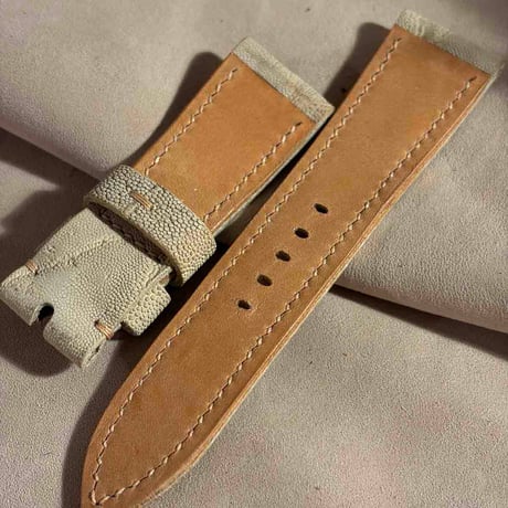 exh-72 タンニン鞣しエレファントレザー 腕時計ベルト  (ラグ幅24mm - バックル幅22mm)