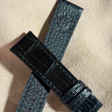 cro-2102  クロコダイル  腕時計ベルト ブラック　(ラグ幅21 mm - バックル幅18 mm)
