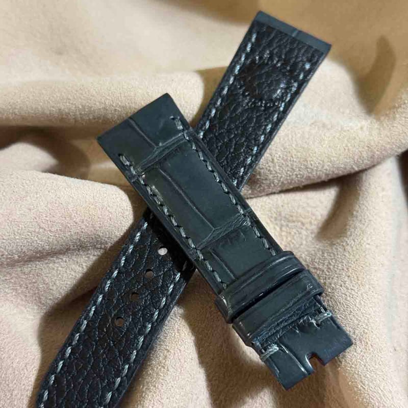 cro-1909 クロコダイル 腕時計 ベルト ダークグレー (ラグ幅21 mm -
