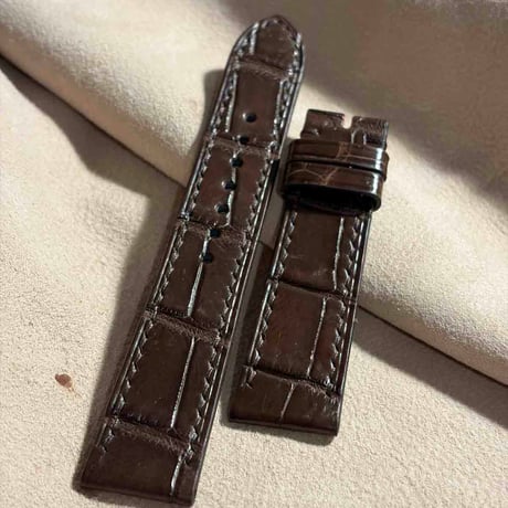 cro-2112  クロコダイル  腕時計ベルト ブラウン　(ラグ幅20 mm - バックル幅18 mm)