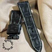 exh-45 墨染めクロコダイル 腕時計ベルト  (ラグ幅26mm - バックル幅22mm)