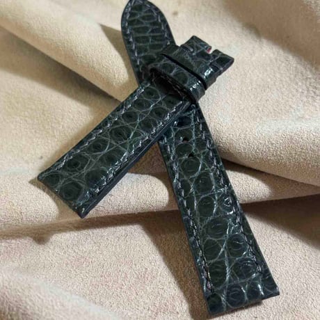 cro-1876  クロコダイル  腕時計 ベルト ダークグレー  (ラグ幅21 mm - バックル幅18 mm)