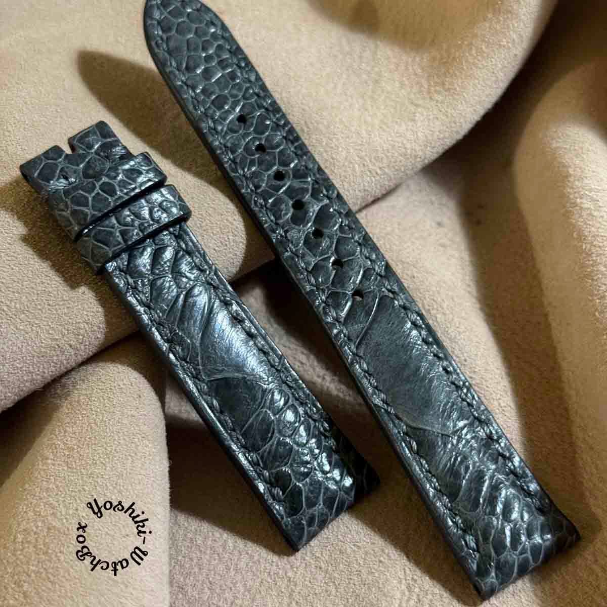 ost-443 オーストリッチレザー 腕時計ベルト グレー (ラグ幅18mm