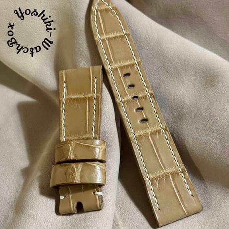 cro-1825 クロコダイル 腕時計ベルト ブルーグレー ラグ幅22mm