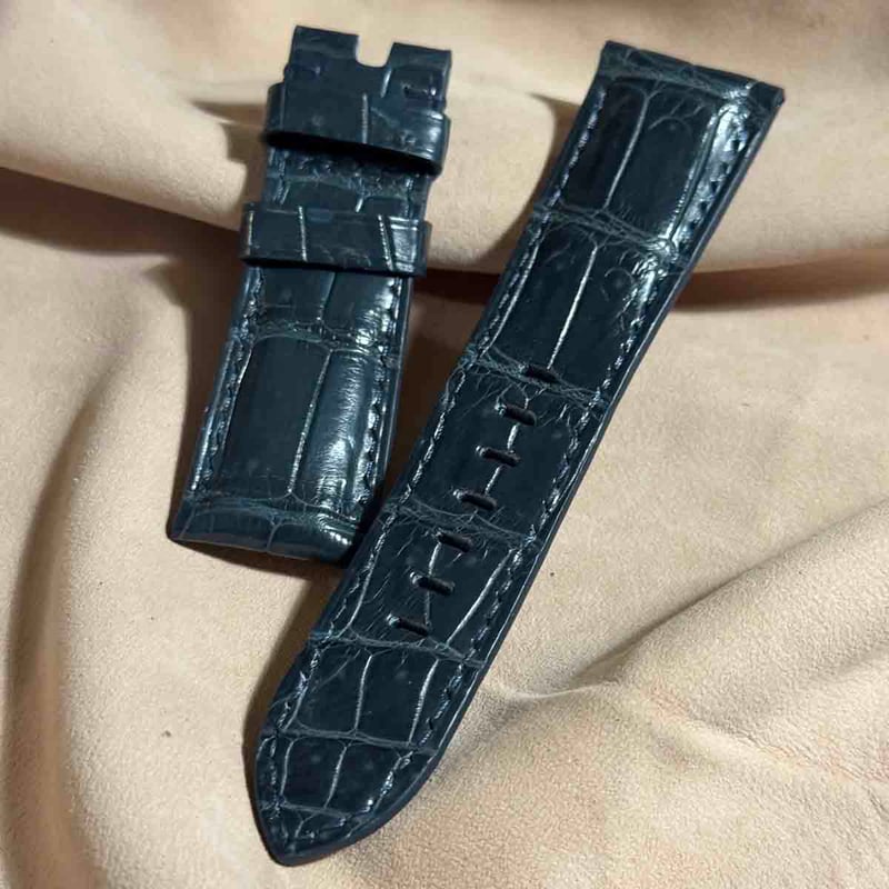 cro-1824 クロコダイル レザー 腕時計 ベルト ブルーグレー (ラグ幅26