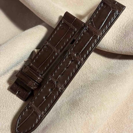 cro-2120  クロコダイル  腕時計ベルト ブラウン　(ラグ幅18 mm - バックル幅16 mm)