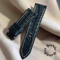 exh-39 墨染めクロコダイル 腕時計ベルト ブラック (ラグ幅26mm - バックル幅22mm)