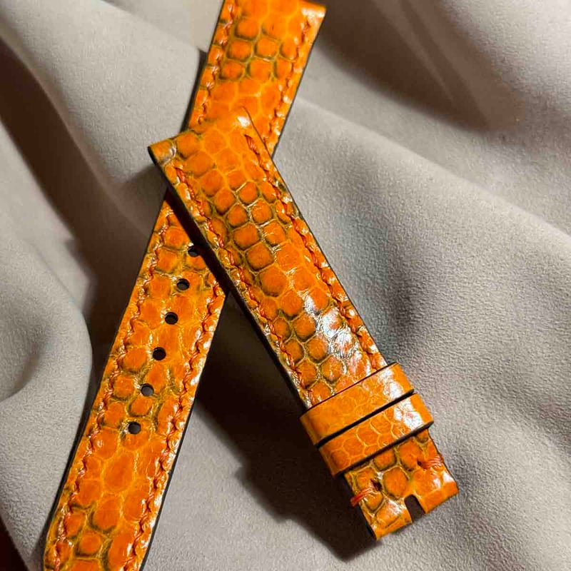 sna-98 シースネイク（ウミヘビ）腕時計ベルト オレンジ (ラグ幅19 mm