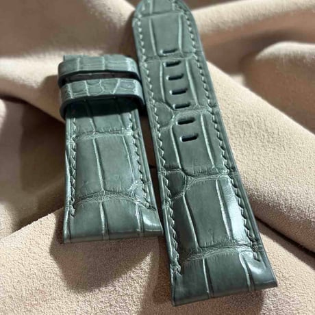 cro-1969  クロコダイル   腕時計 ベルト グレー  (ラグ幅26 mm - バックル幅22 mm)