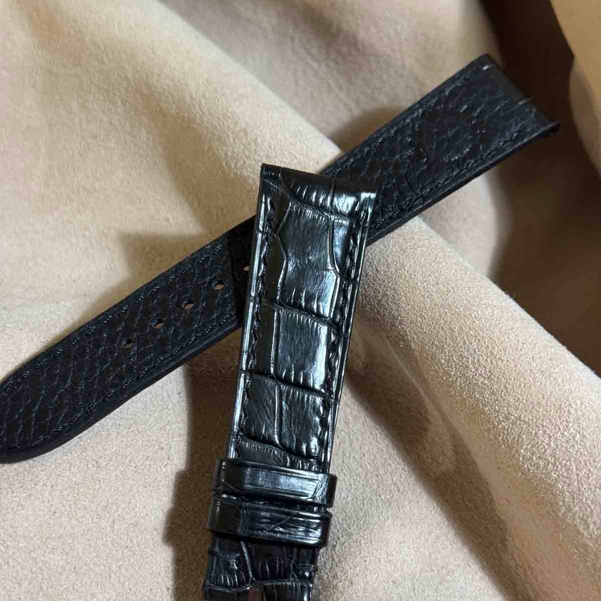 cro-1660 クロコダイル 腕時計ベルト ブラック ラグ幅18 mm cro-1945 クロコダイル 腕時計 ベルト ブラック (ラグ幅21 mm