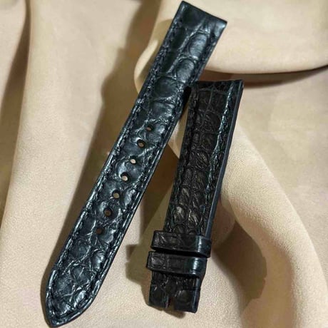 cro-1883  クロコダイル  腕時計 ベルト ブラック  (ラグ幅18 mm - バックル幅16 mm)